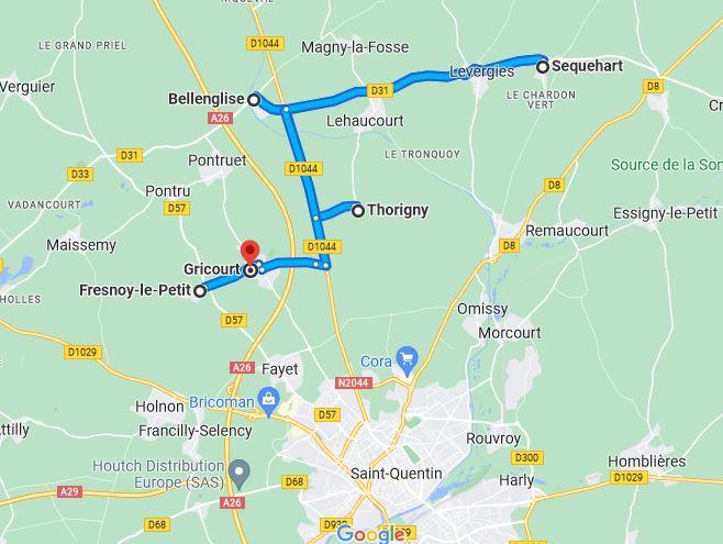 Francois xavier zimmermann carte des lieux ou il a ete fait prisonnier